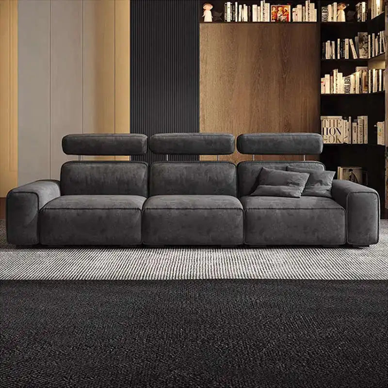 Italian Fabric Sectional Sofa Set Living Room New Design Straight Row Postmodern Tofu Block High Back Cat Scratch