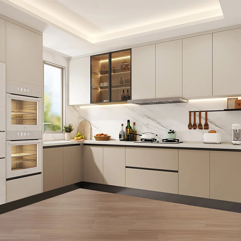 Modern Home Kitchen Cabinets Various Styles with Integrated Decoration Collection Stainless Steel Material