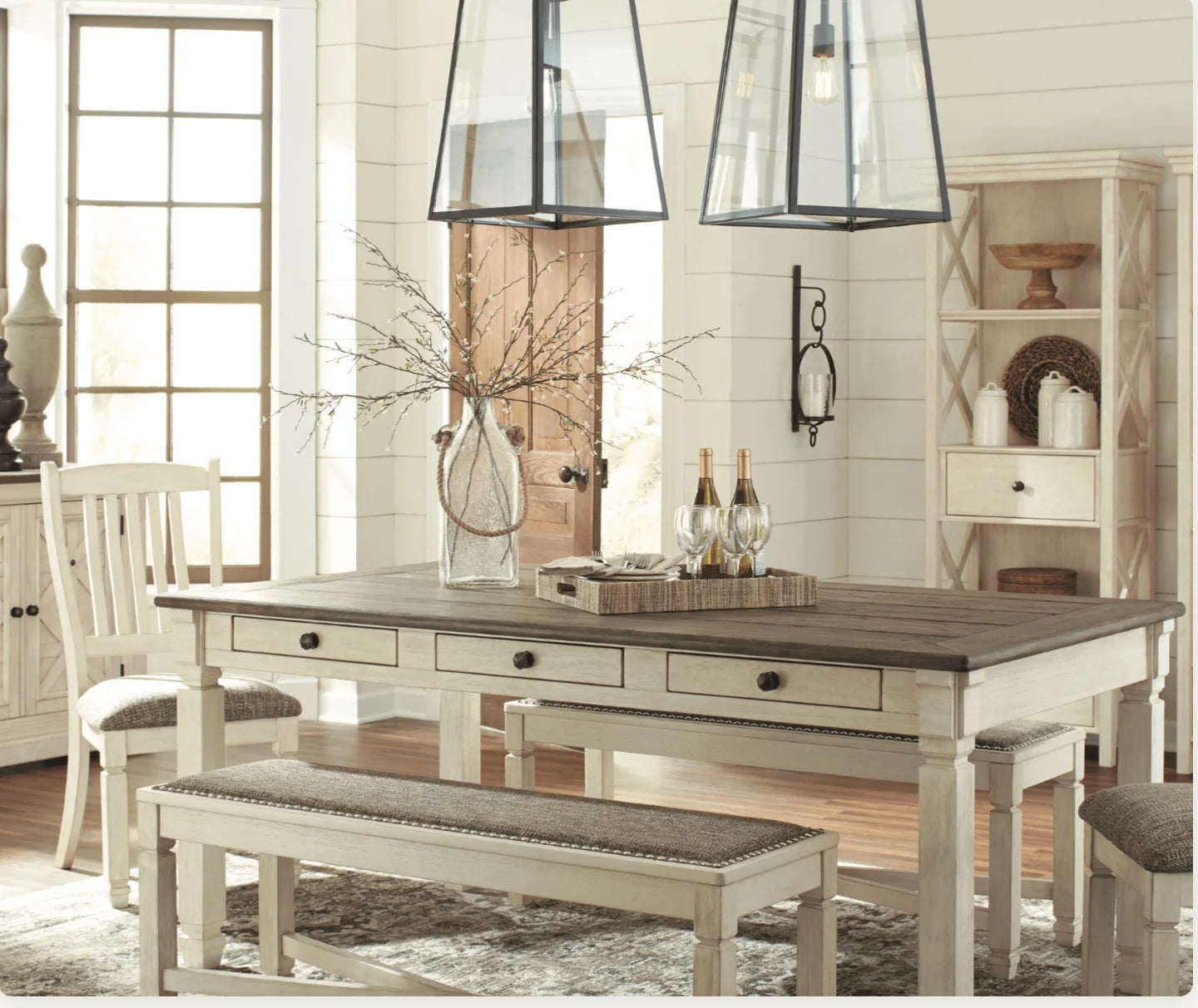 American-style Dining Tablesolid Wood and Chairs - Vintage Square, Home-use Dining Set