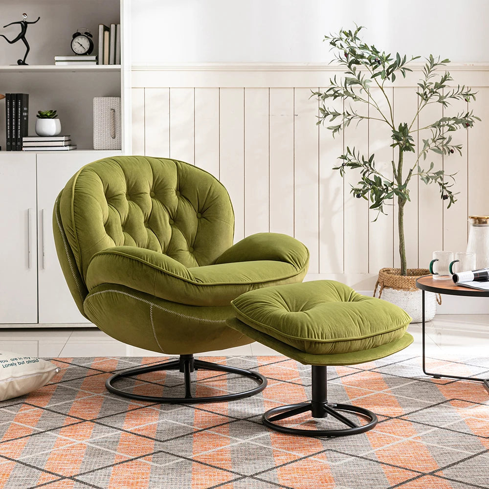 Accent TV Chair Living Room Chair with Ottoman-FRUIT GREEN Lounge Chair