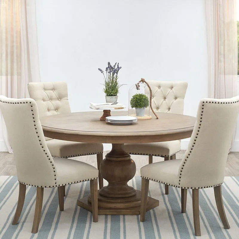 American-style Minimalist Oak Dining Table Chair Set for Small Homes French-inspired High-end Rotating Extendable
