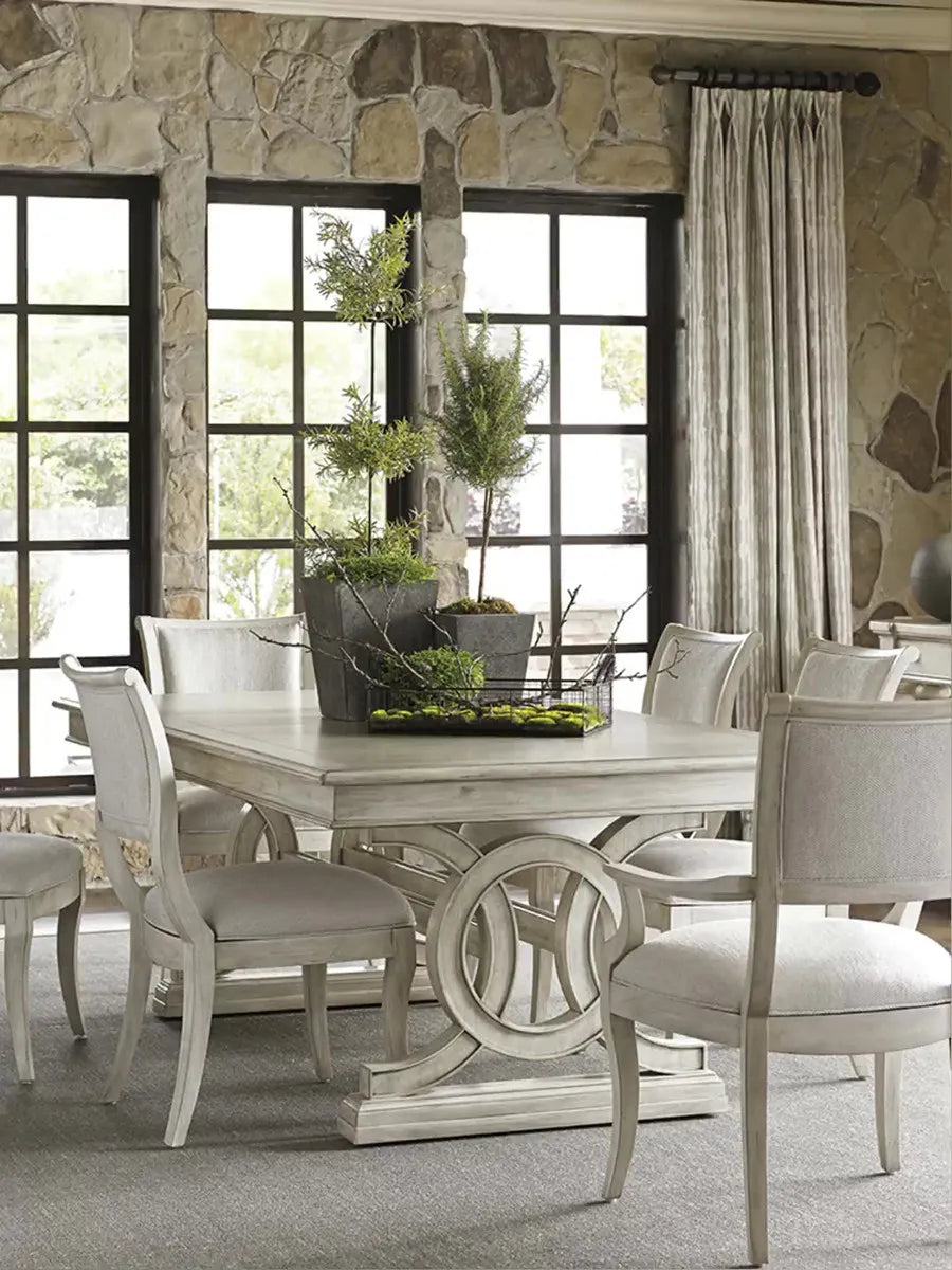 American Style Light Luxury Solid Wood Dining Table Chair Combination Rectangular Retro White Old Villa French Furniture