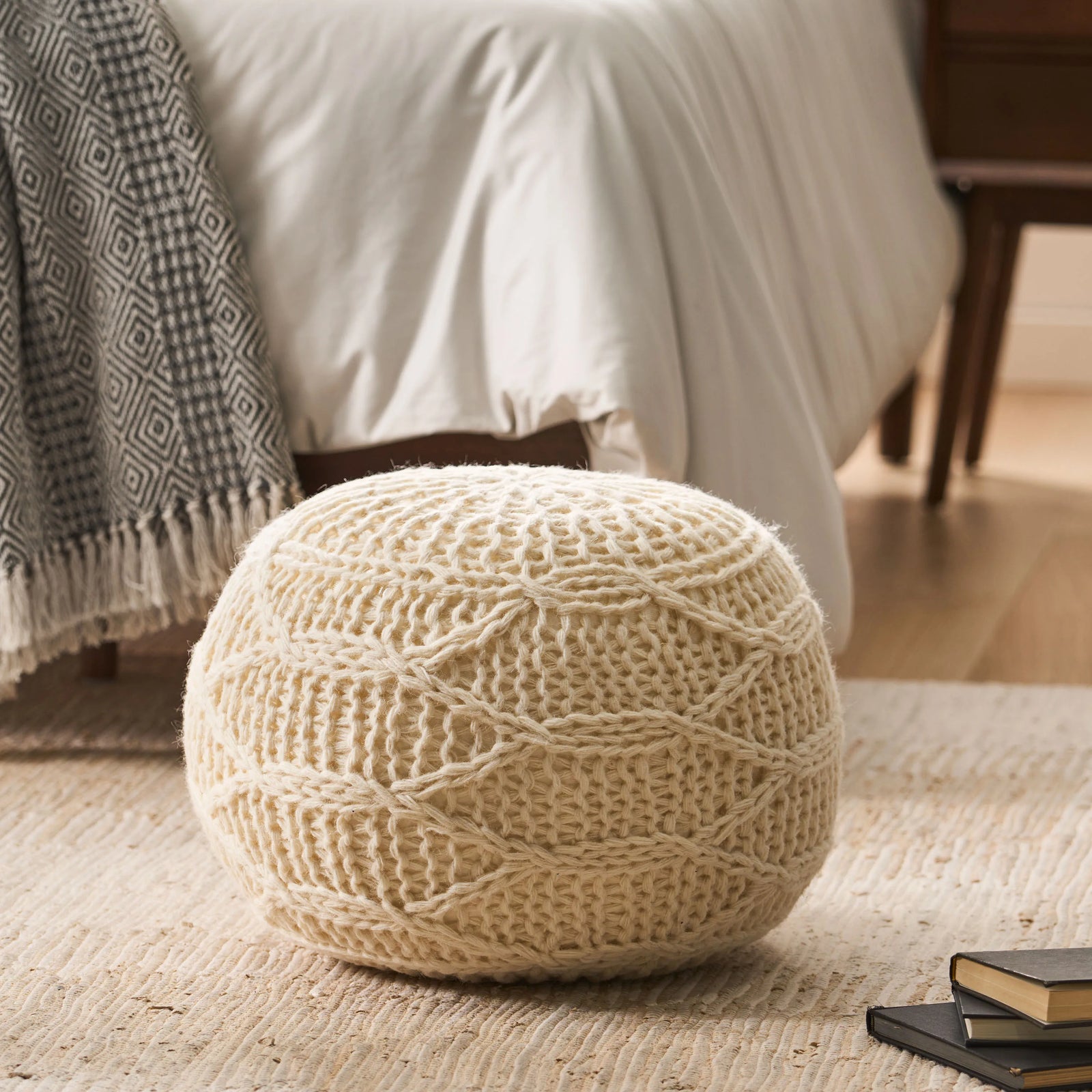 Knitted Wool 20x20 Round Pouf Creative Single Couch Design for Chair Net Red Leisure Fabric New Design for Sofa and Chair