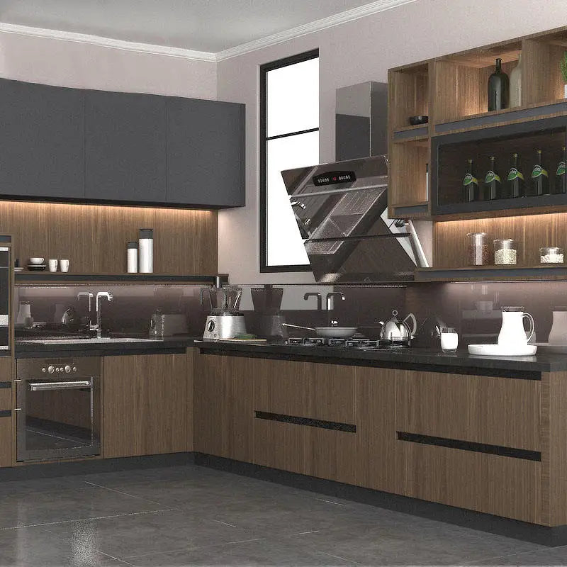 Direct Price Modern E1 Solid Chip Board Panel American Style Kitchen Cabinet Any Color Available