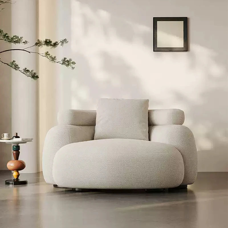 Italian Style Simple Modern Fabric Single Sofa Chair for Living Room Home Office Apartment Dining Hotel and School Use