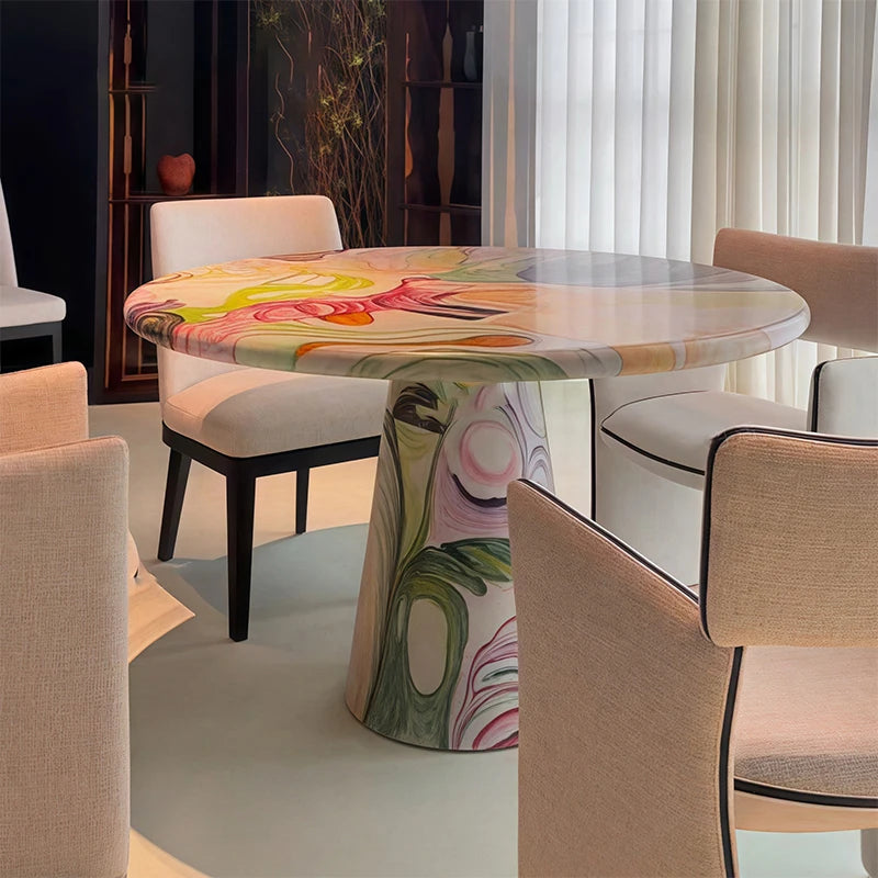 Nordic Style Hand-Painted Solid Wood Dining Table Modern Design for Hotel for Homestay Cafe Use