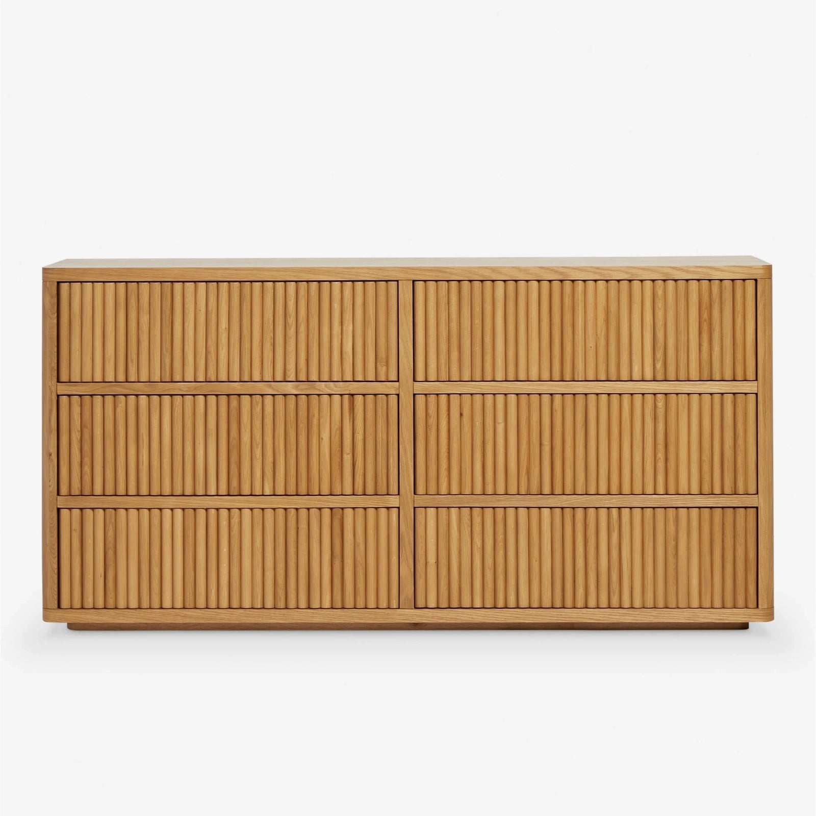 Solid Wood Vertical Grid Sliding Door Side Cabinet for Dining Area. Modern and Simple Oak Living Room Long Storage TV Cabinet.