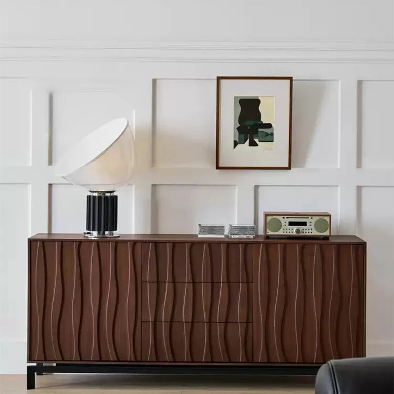 Wabi-sabi Style Solid Wood Sideboard in Black Walnut Luxury Italian Entrance Storage Cabinet for Living Room Home Furniture