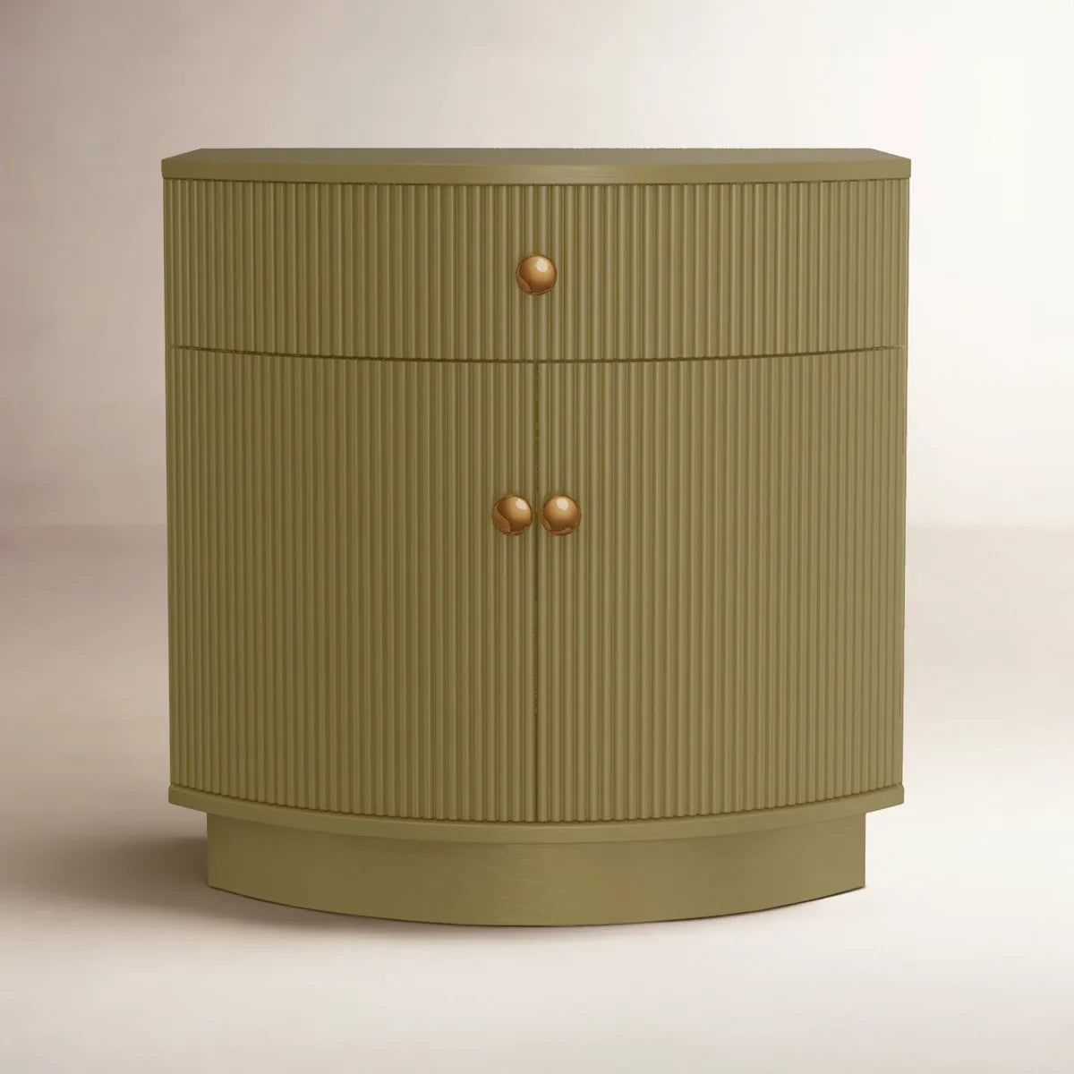 Modern Luxury Curved Fluted Solid Wood Nightstand with Drawer Cabinet for Bedroom Hotel Bathroom or Hotel Use