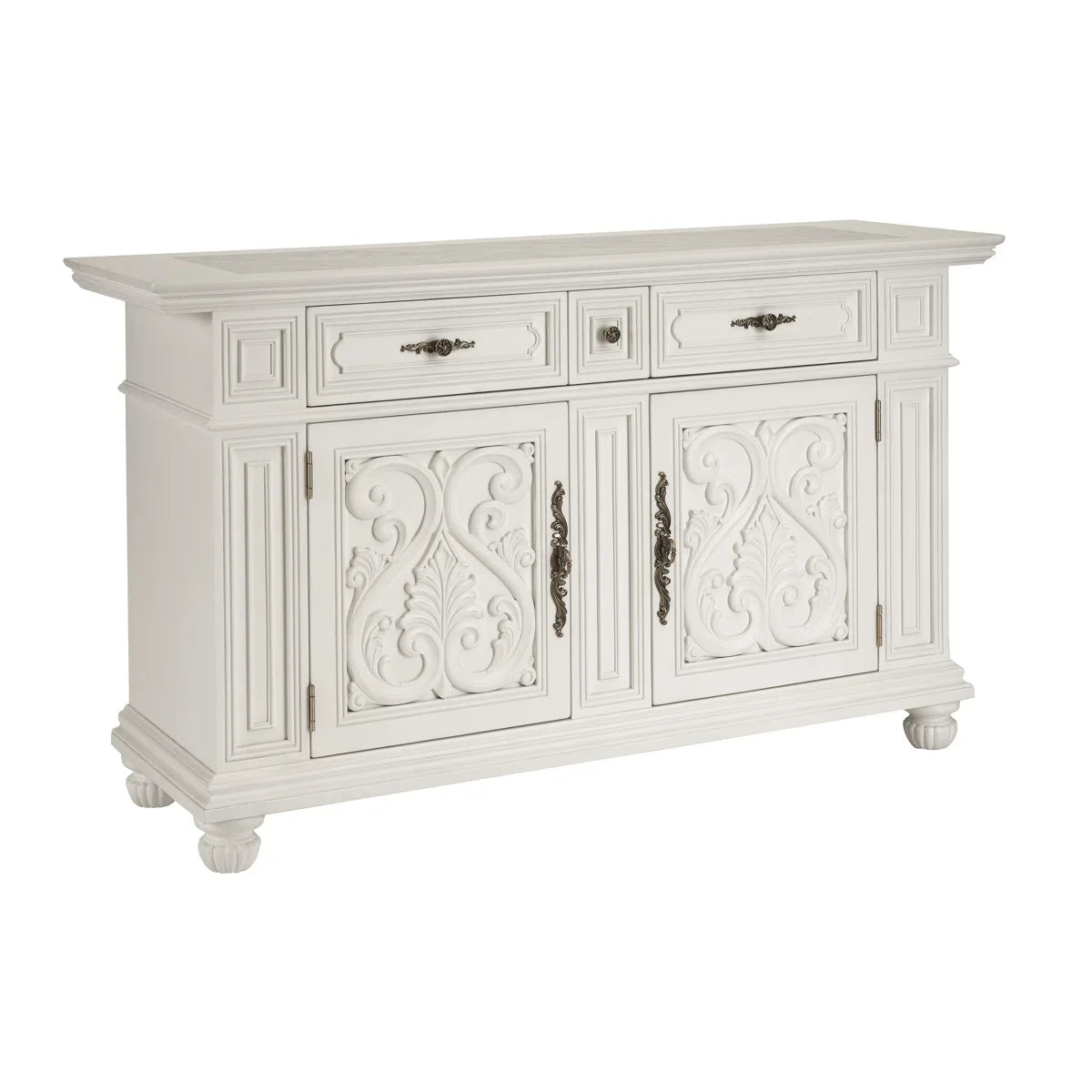 Midcentury Modern Solid Wood Sideboard with 3 Drawers for Home Entryway-Living Room Kitchen Dining Storage