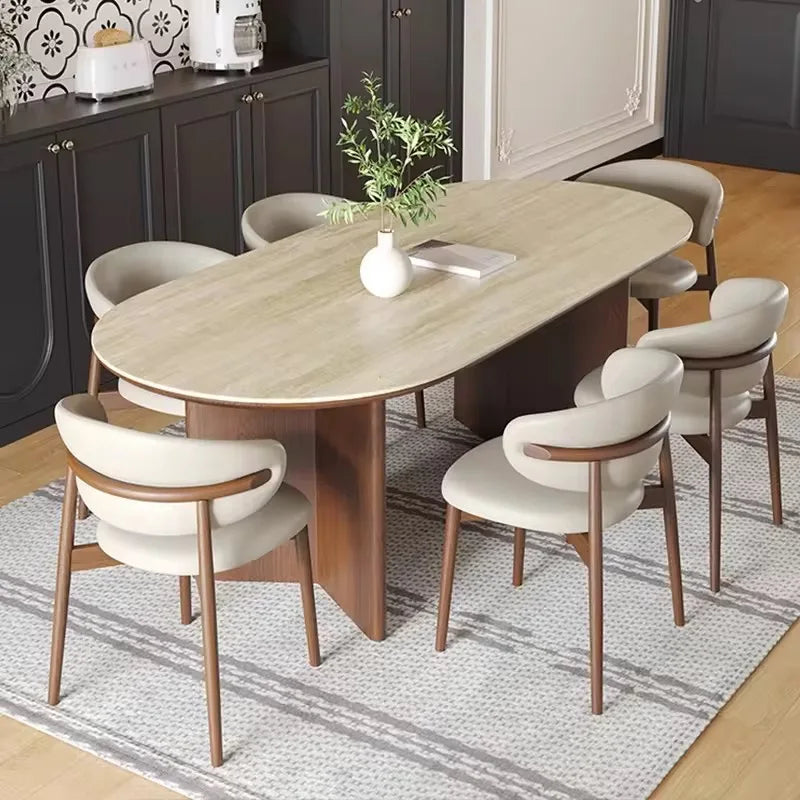 Nordic Vintage Style 6-seater Dining Chairs, Solid Wood, for Restaurants or Homes