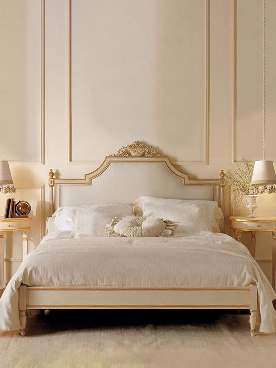 French Solid Wood Fabric Carved High-end Retro American-style 1800mm Double Bed European-American Model Light Luxury Wedding Bed