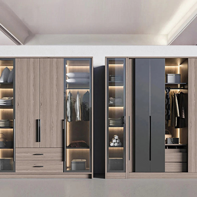 Solid Wood Whole House Storage Closet with Dressing Table Coat Hat Cabinet Wardrobe Stainless Steel Home Bedroom Rack