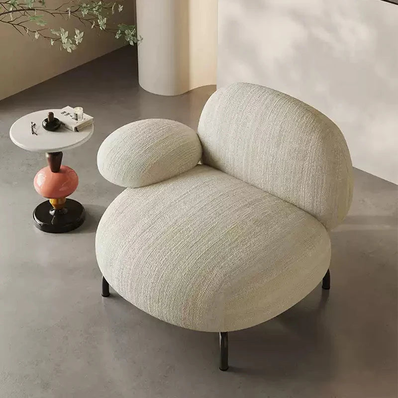 Italian Minimalist Teddy Velvet Armchair Single Sofa Chair for Dining Hotel Living Room Balcony Leisure-for Lazy Days Villa Home
