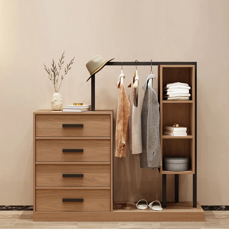 Modern Luxury Multifunctional Bedroom Storage Floor-standing Coat Rack Integrated Chest Drawers Clothes Hanger for Bedtime