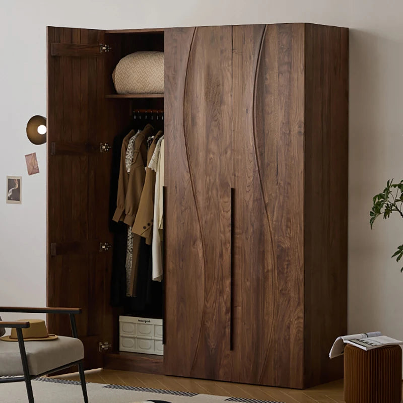 Modern Japanese Style Black Walnut Wardrobe Integrated Dressing Table Simple Bedroom Storage Cabinet Home Furniture