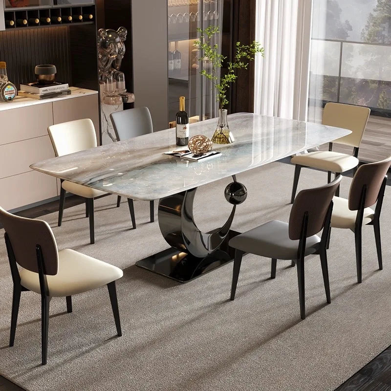 Luxury Modern Microcrystalline Stone Color Dining Table Rectangular Crystal Stone Minimalist for Hotel or Home Living Room