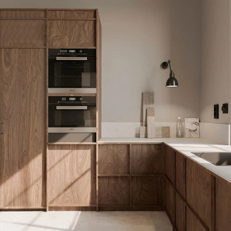 Small Apartment Kitchen Cabinet Design Wabi-Sabi Style Island Assembly Stainless Steel Home Decoration