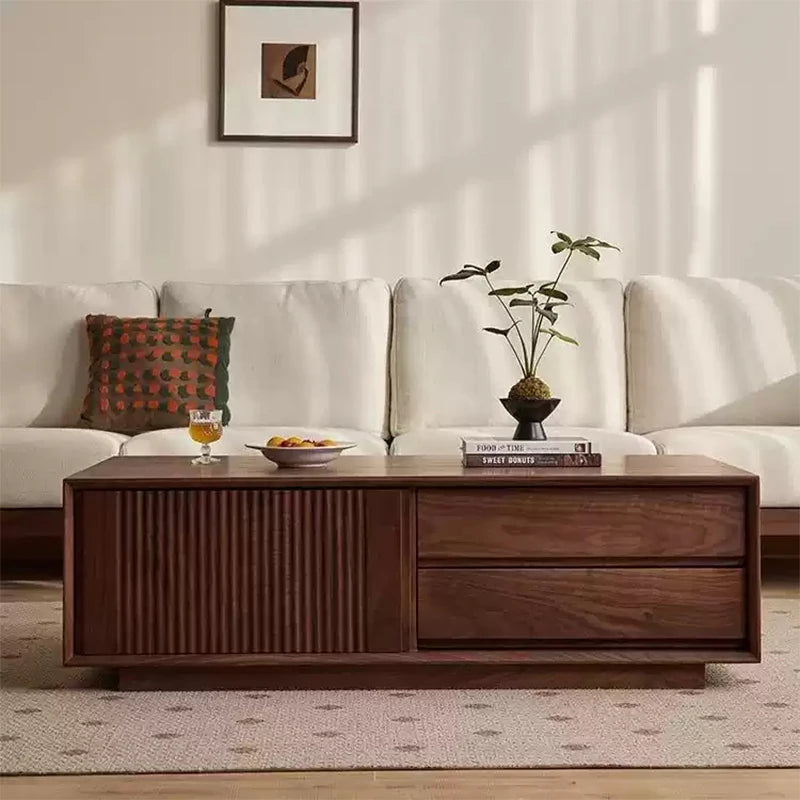 Maxky North American Black Walnut Modern Solid Wood Adjustable Coffee Table Living Room Furniture
