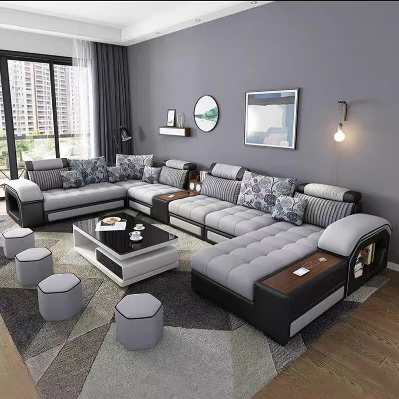 Technology Fabric Latex Sofa Living Room Combination Modern Simple Home Fabric Sofa Large and Small Apartment Fabric Sofa