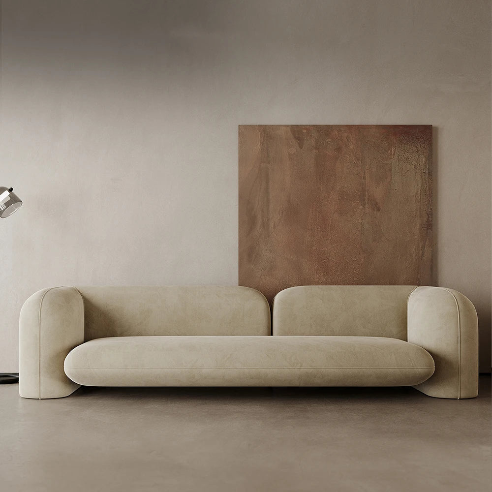 Italian Modern Minimalist Fabric Sectional Sofa for Hotel Apartment Use Light Luxury with Large Small Spaces Straight Row Design
