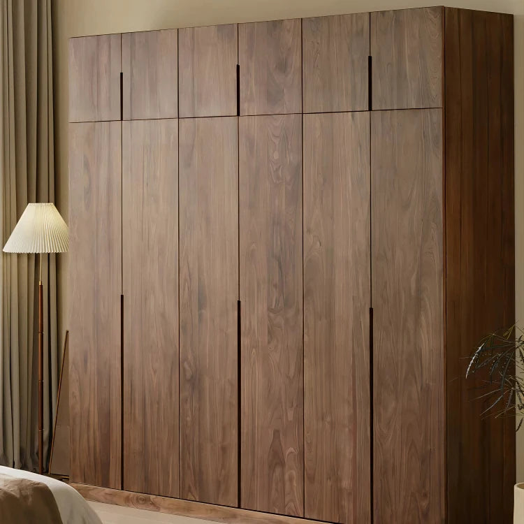 Modern Simple All-Solid Wood Wardrobe Black Walnut One-Door Cabinet Adjustable Height for Home Apartment Hotel Bedroom Furniture
