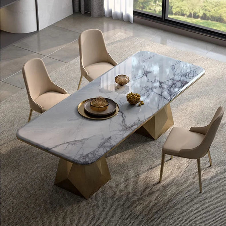 Modern French Luxury Stone Dining Table Large Flat Rectangular Marble for Home or Hotel Use