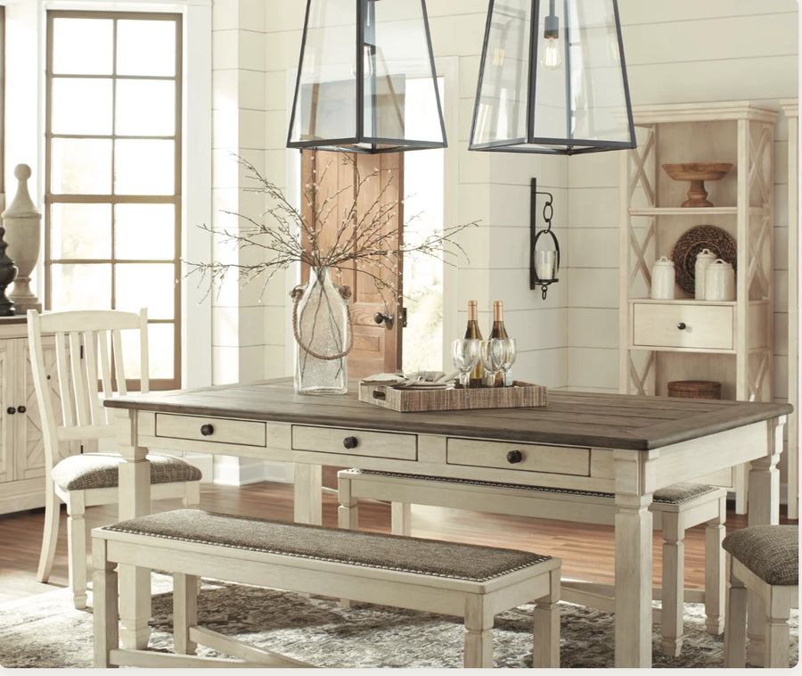 American-style Dining Tablesolid Wood and Chairs - Vintage Square, Home-use Dining Set