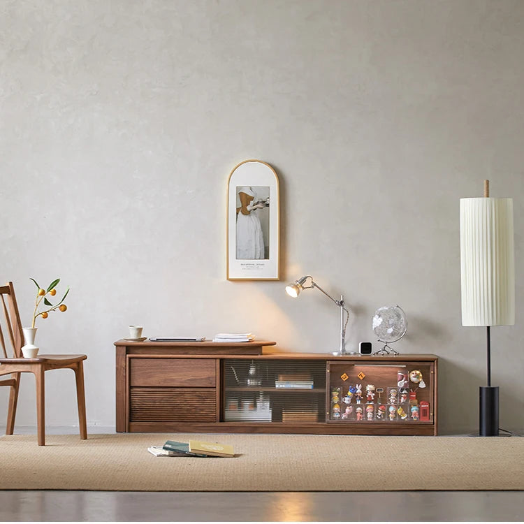 Modern Nordic Handcrafted Solid Wood Telescopic TV Cabinet for Bedroom and Living Room Small Apartment Home Furniture