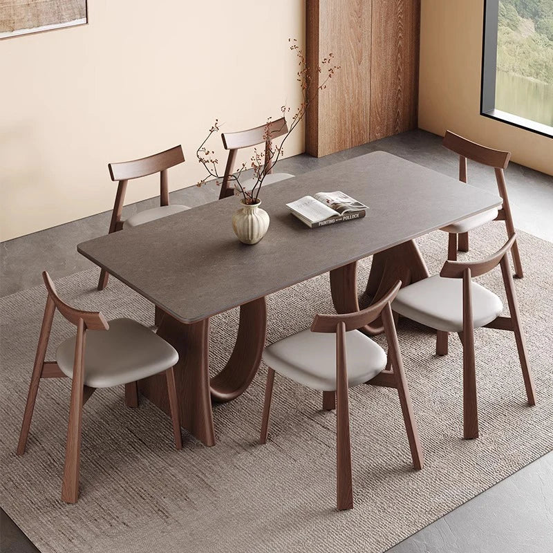 French Retro Medieval Style Dining Table Solid Walnut Wood Italian Minimalist Rock Board Design for Dining Room Furniture