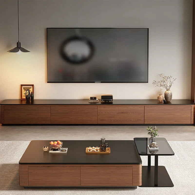 Floor-standing Solid Wood TV Cabinet Light Luxury Vintage Design Coffee Table TV Stand for Living Room Home Furniture