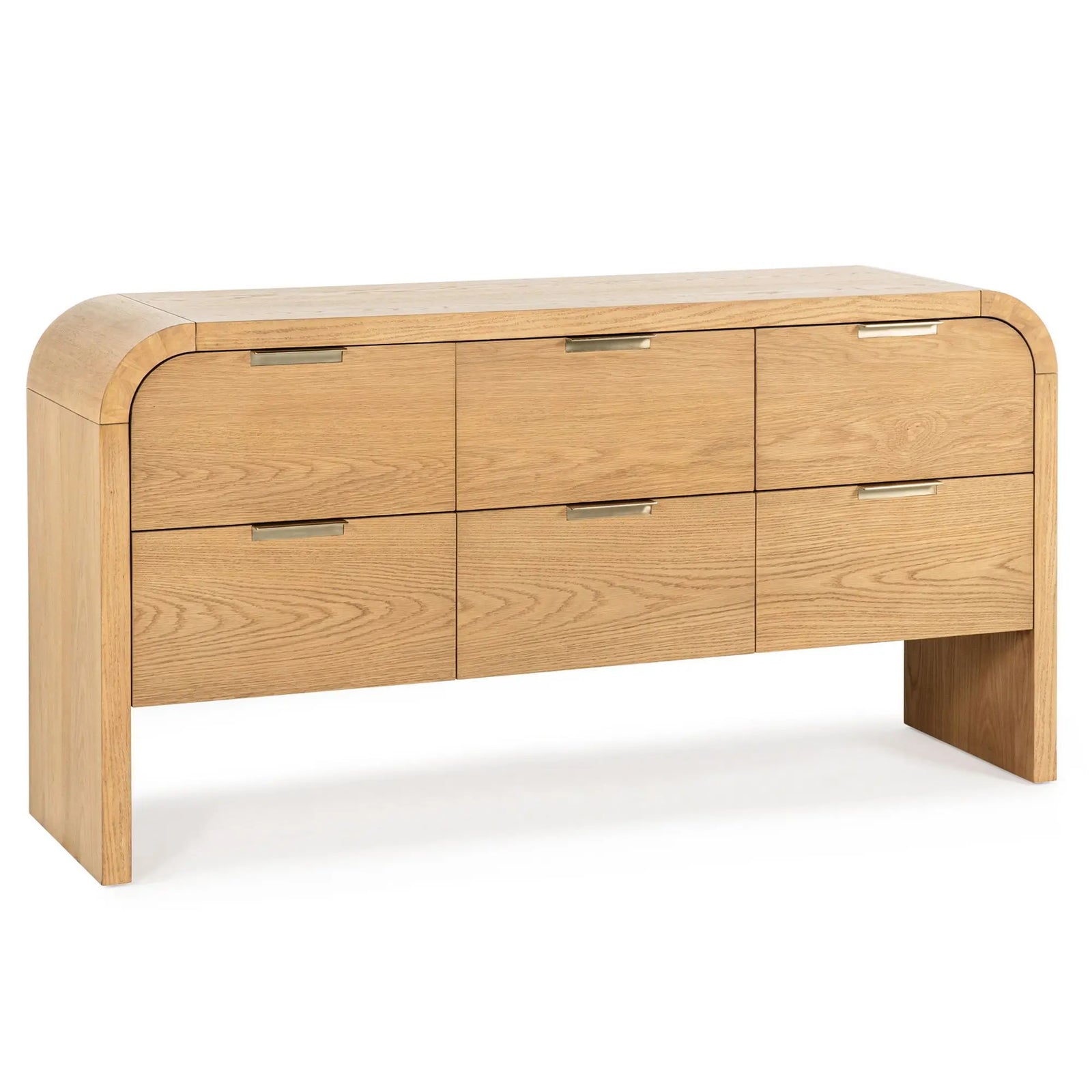 Nordic Style 6 Drawer Dresser Modern Curved Wooden Chest of Drawers Bedroom Storage Cabinet
