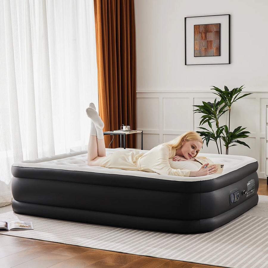 Modern Design 16in Twin Size Inflatable Air Mattress with Built-in Pump Set for Kids' Bedroom Use
