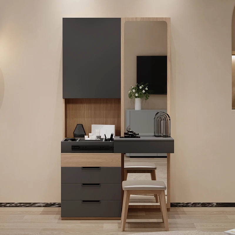 Modern Nordic Full-Length Mirror Dressing Table with Mini Storage Cabinet Simple Bedroom Furniture