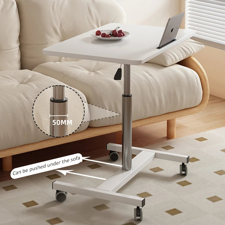 Hydraulic Lazy Computer Table Simple Mobile Office Writing Study Wooden Lifting Table Rotatable Desktop Small Size for Home Use