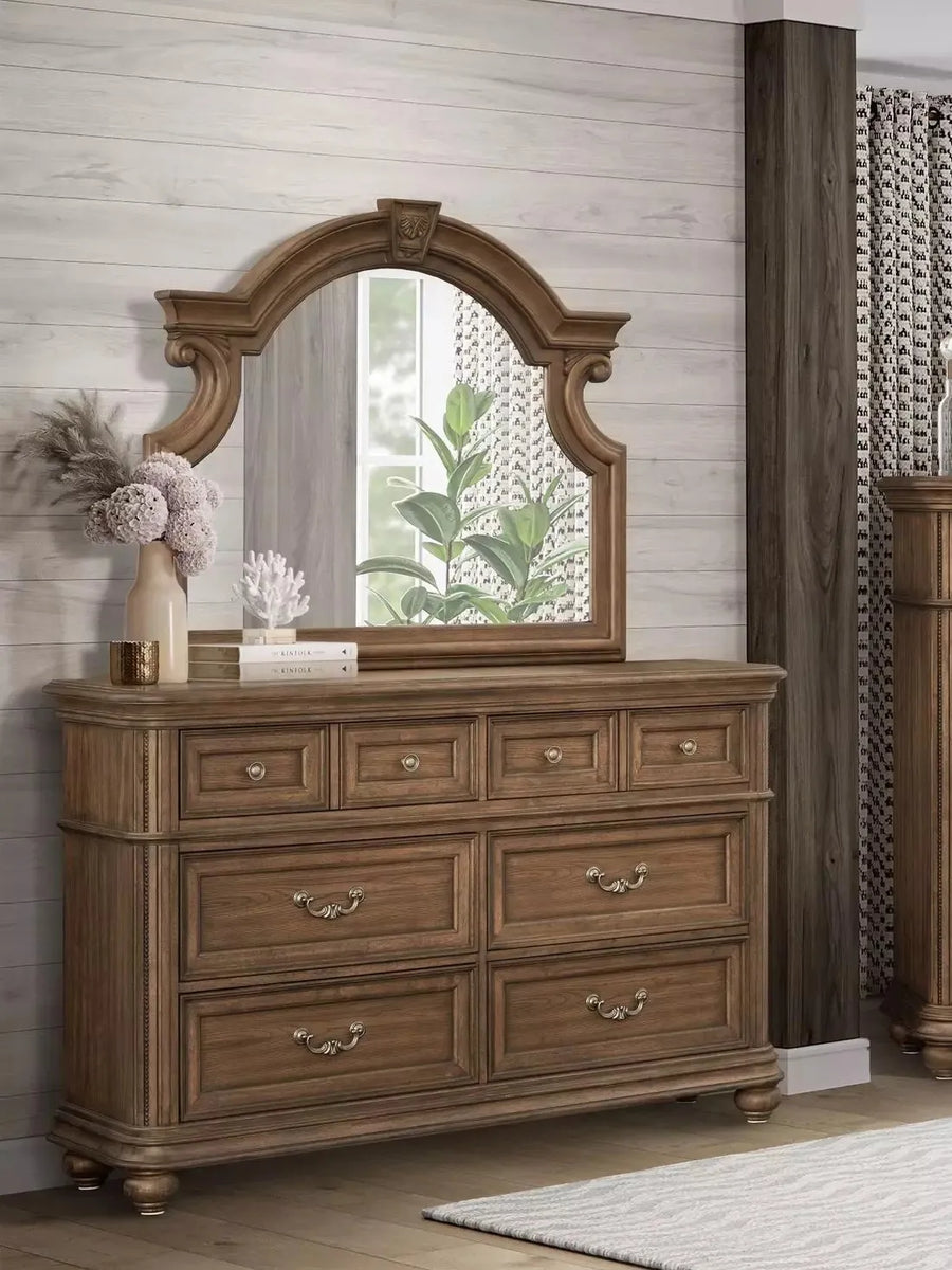 American-style Vintage Solid Wood Chest Drawers Dressing Table Mid-century Bedroom Furniture High-end Eight-drawer Cabinet