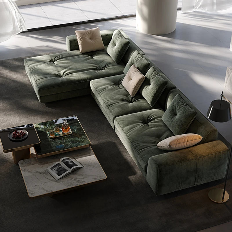 Italian Designer Cotton and Linen Corner Sofa Large Flat Entertainment Venue Luxury Minimalist Style for House and Living Room