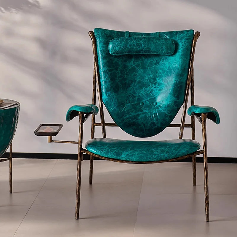 Modern Oriental Full Leather Cotton Cover Living Room Sofa Chairs with Steel Legs for Villas and Mansions Home Furniture