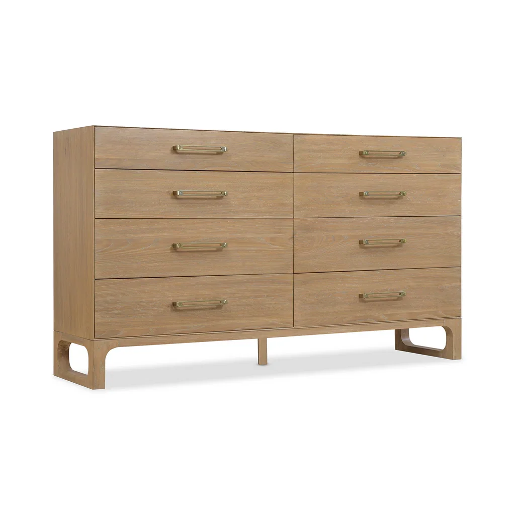 Luxury ModernSolid Wood 8 Drawer Dresser with Brass Handles, Solid Wood Chest of Drawers Bedroom Storage Cabinet