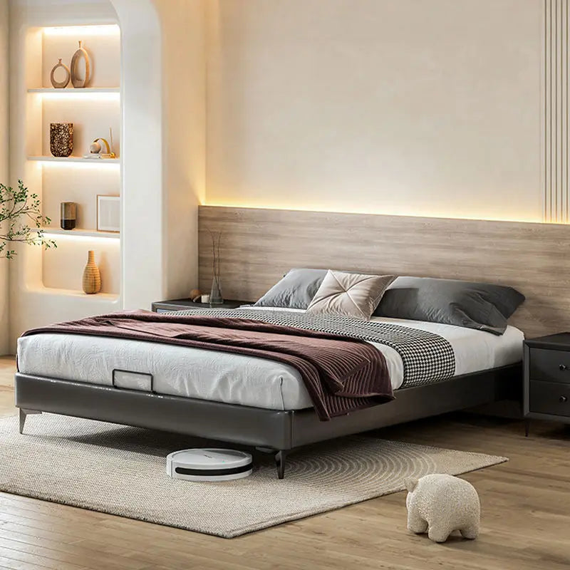 Maxky Japanese-Style French Double Queen Bed Multifunctional High Box Storage Modern Minimalist Light Luxury Includes Massage
