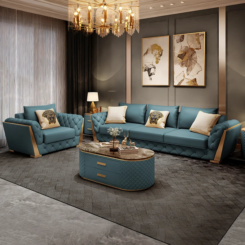 Light Luxury Leather Sofa Modern Simplicity 123 Combinations Villa Living Room Italian Sofa