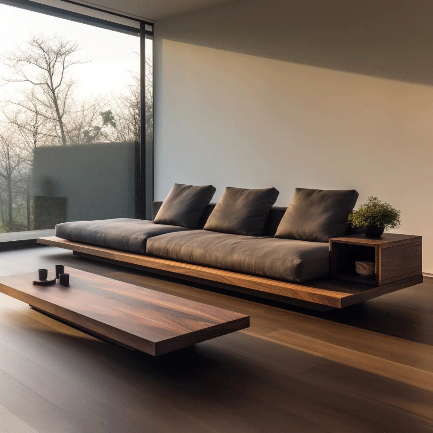 New Solid Wood One Seat North American Black Walnut Sofa with Ash Wood Frame Hemp Cover Multi-functional Design for Living Room