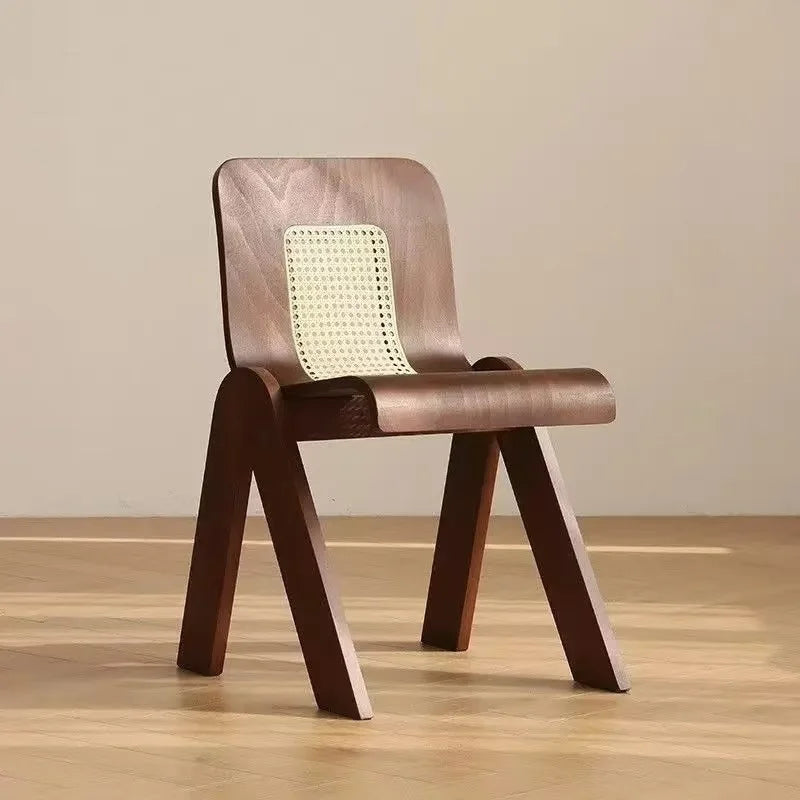 Maxky Model 2511 Middle Ages French Casual Modern Wood Dining Chair with Backrest for Home Bedroom Makeup Use