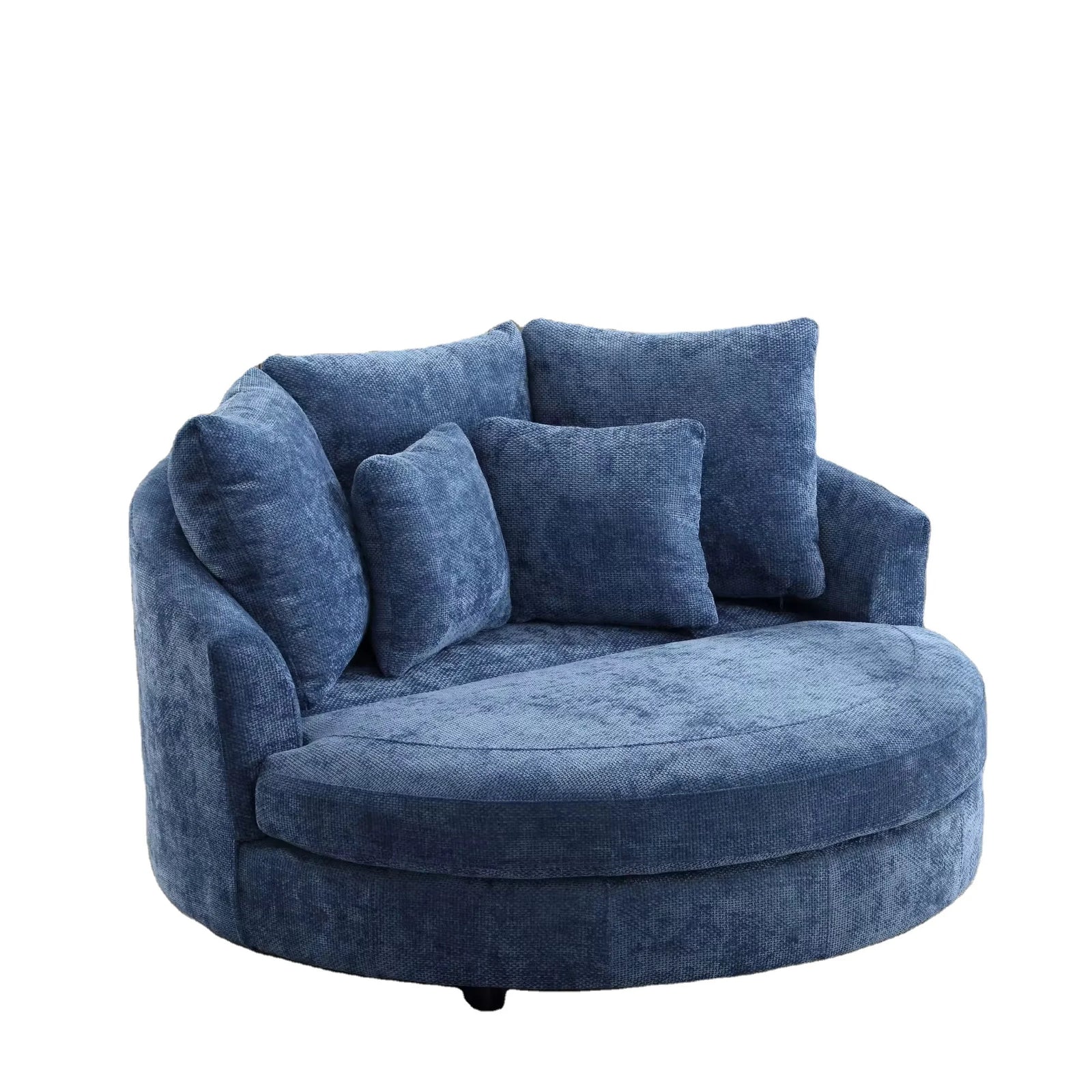 Italian Round Fabric Single Sofa for Living Room, Bedroom, or Lounge Chair