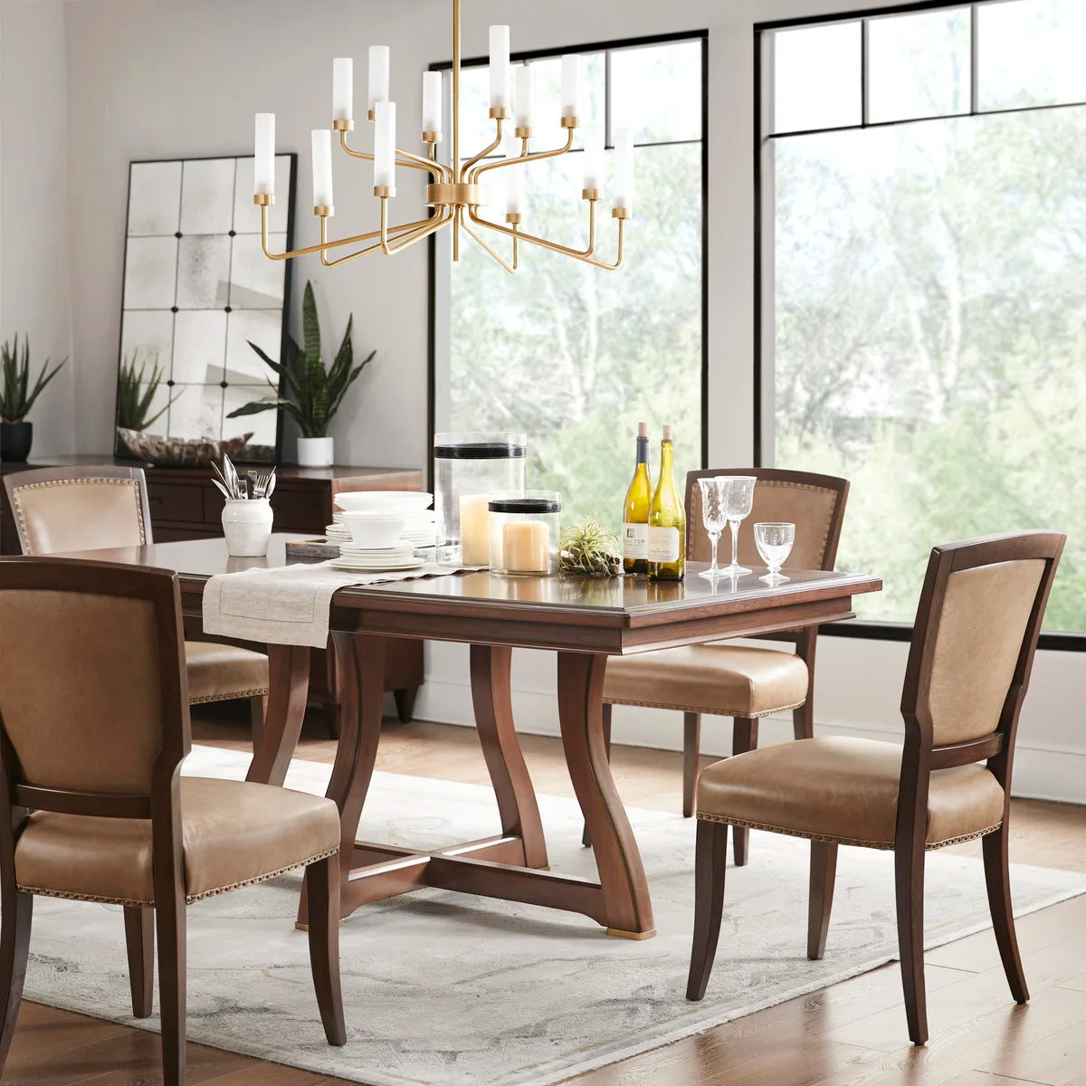 American-style Solid Wood Dining Table, High-end Villa Rectangular Dining Table and Chairs