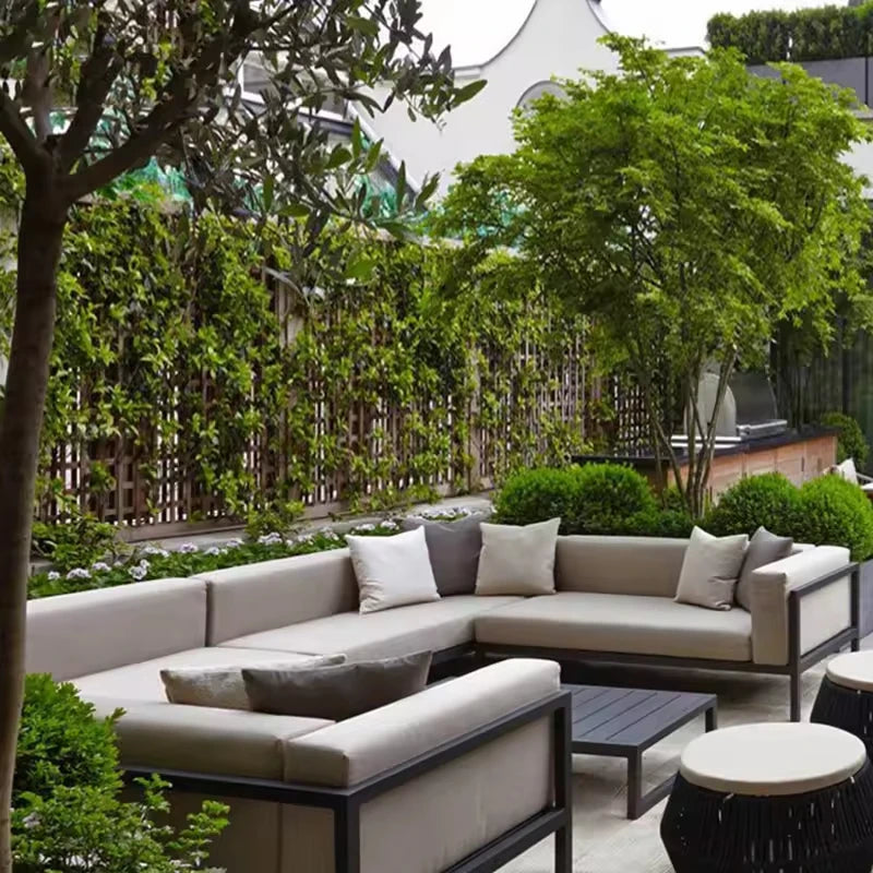 Modern Outdoor Wood Furniture Combination Rattan Sofa for Courtyard Garden Terrace Villa Hotel Home for Park and School