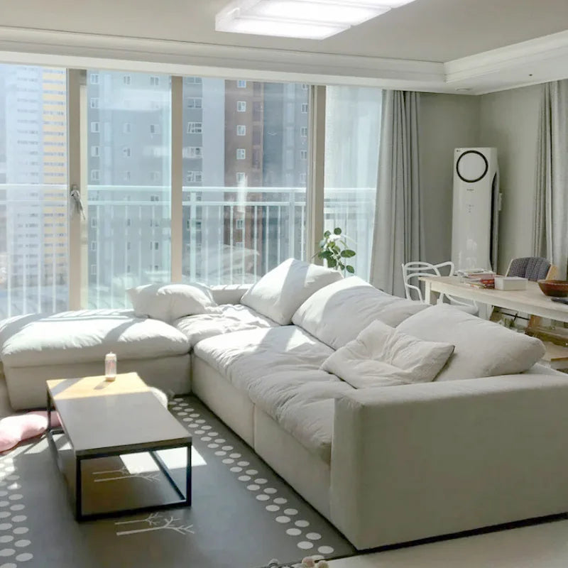 Modern Nordic Double Fabric French Sofa Simple Light Luxury Latex Living Room Down Technology Cloth Sofa Recliner