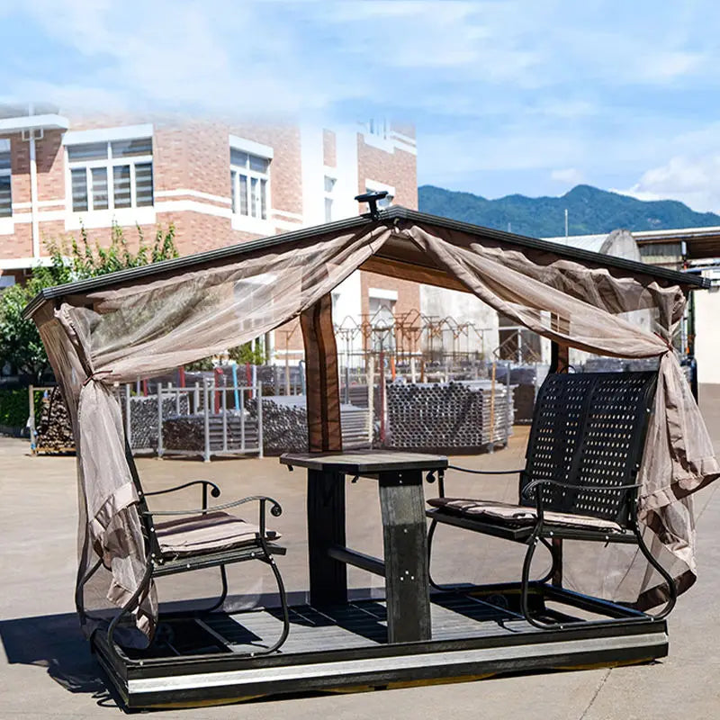 Maxky Outdoor Swing Chair Power Rocking Four-Person Capacity Wrought Iron New Design for Courtyard Villa Balcony Cradle Hotels