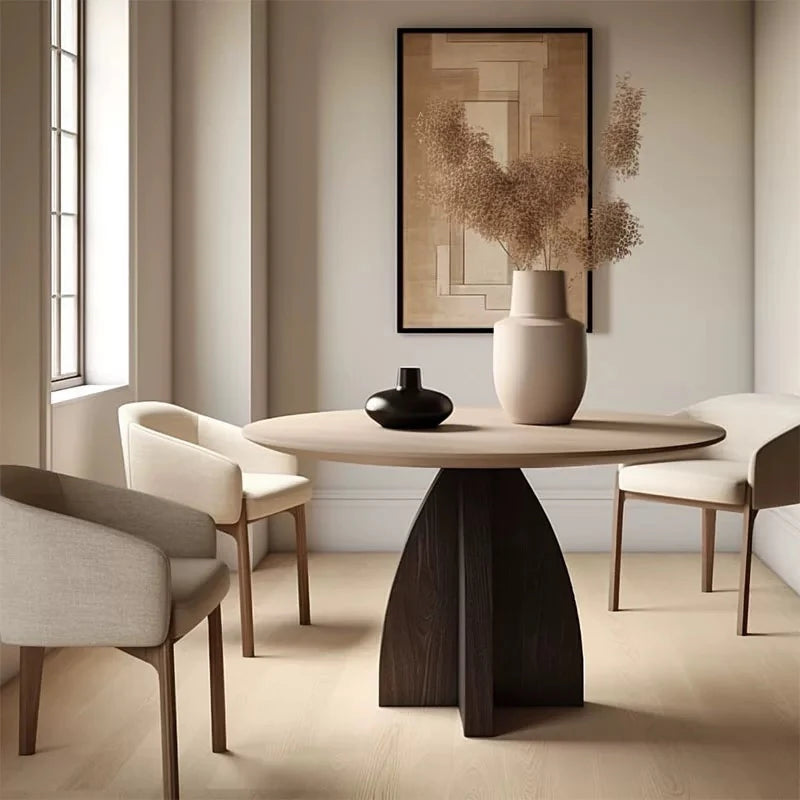 Modern Solid Wood Marble Top Foldable Dining Table for Small Apartment and Hotel Use Black Color Home Furniture