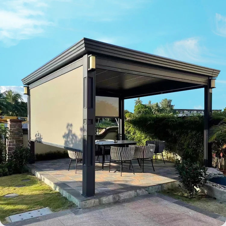Intelligent Electric Sunshade Pavilion Flip Shutter Aluminum Alloy Eco-Friendly Canopy Gazebo Sunroom Processing